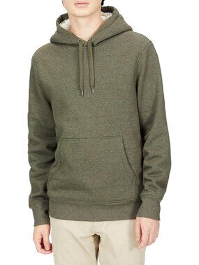 Amazon Essentials Men's Olive Regular Fit Sherpa Lined Pullover Hoodies